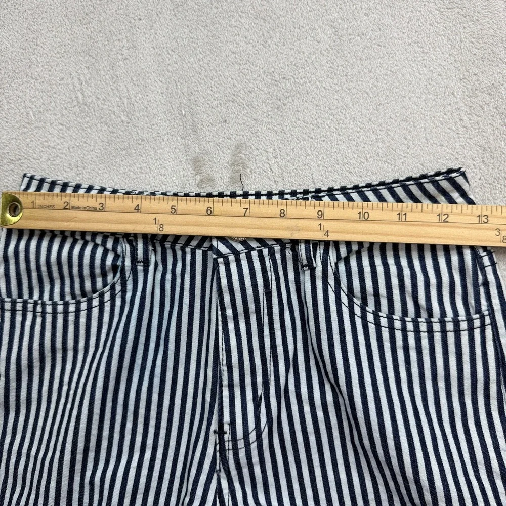 Saints & Hearts Bell Bottom Pants Womens S Navy White Striped Frayed Retro Boho